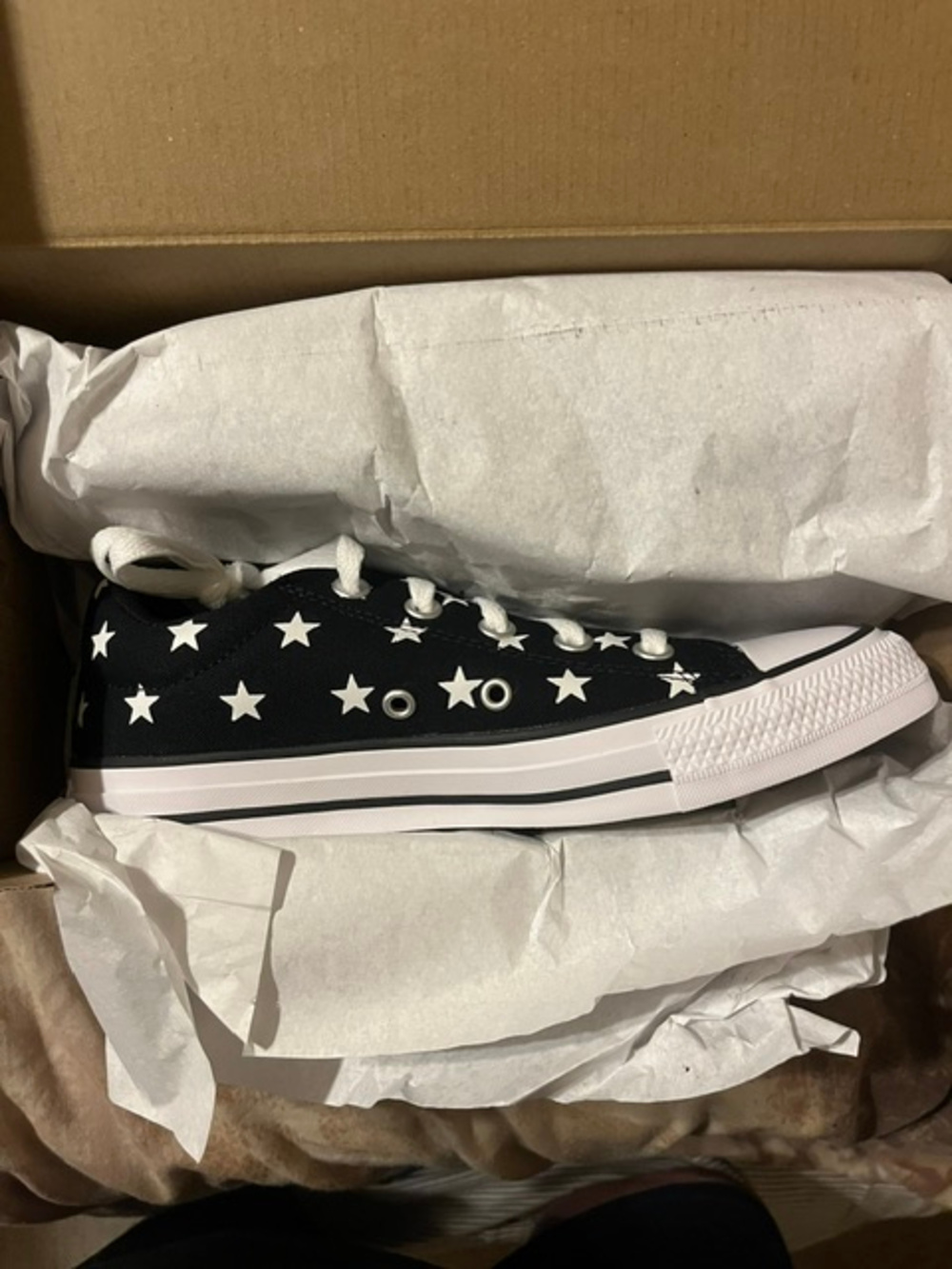 Converse Chuck Taylor All Star High Top Sneakers Black White Stars Size 5